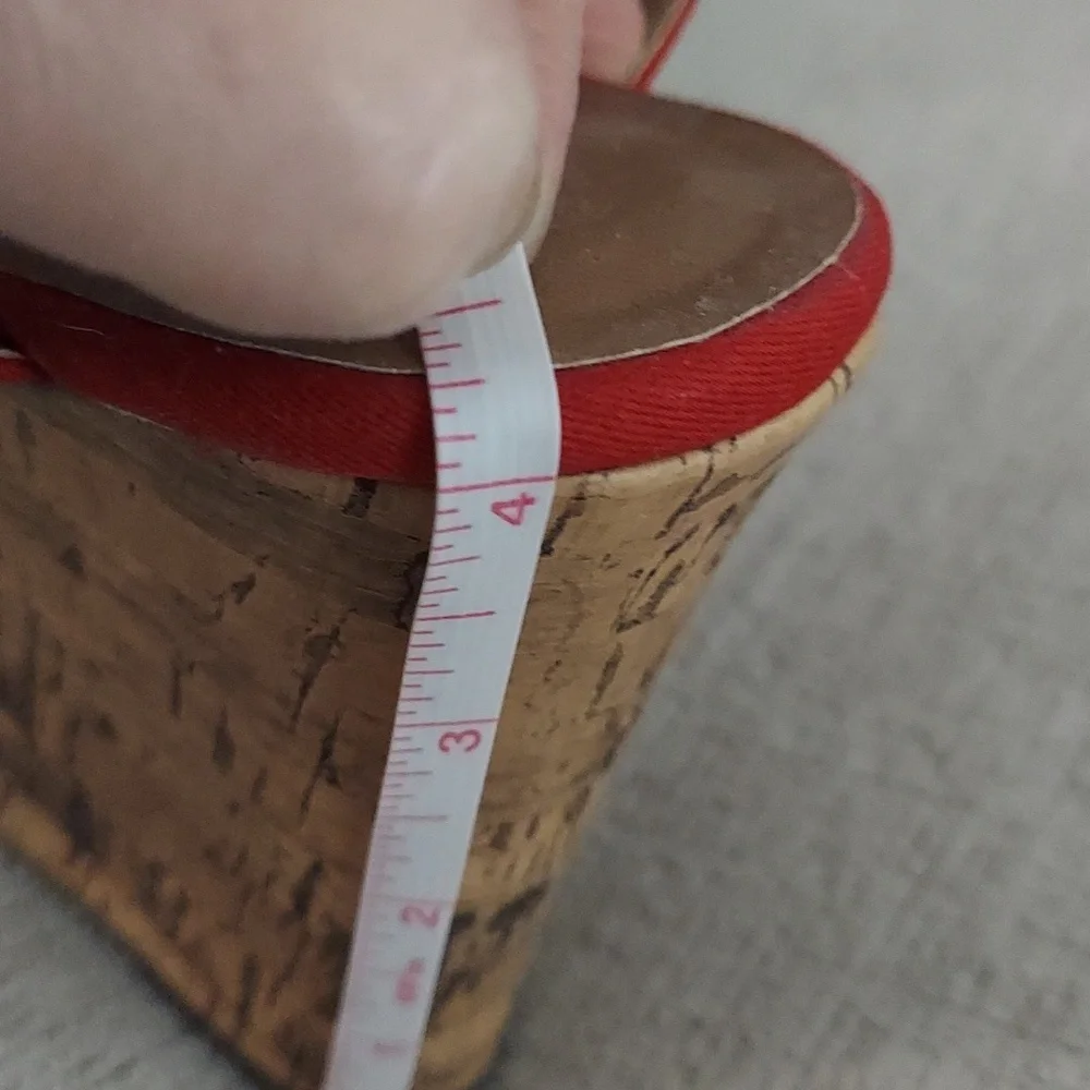 Macrame Style Platform Wedge Heels -Red Size 6.5 - Picture 6 of 6